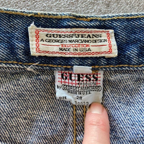 VTG 1980s Guess Button Front Jean Skirt Denim Georges Marciano Sz 28 - Picture 3 of 5